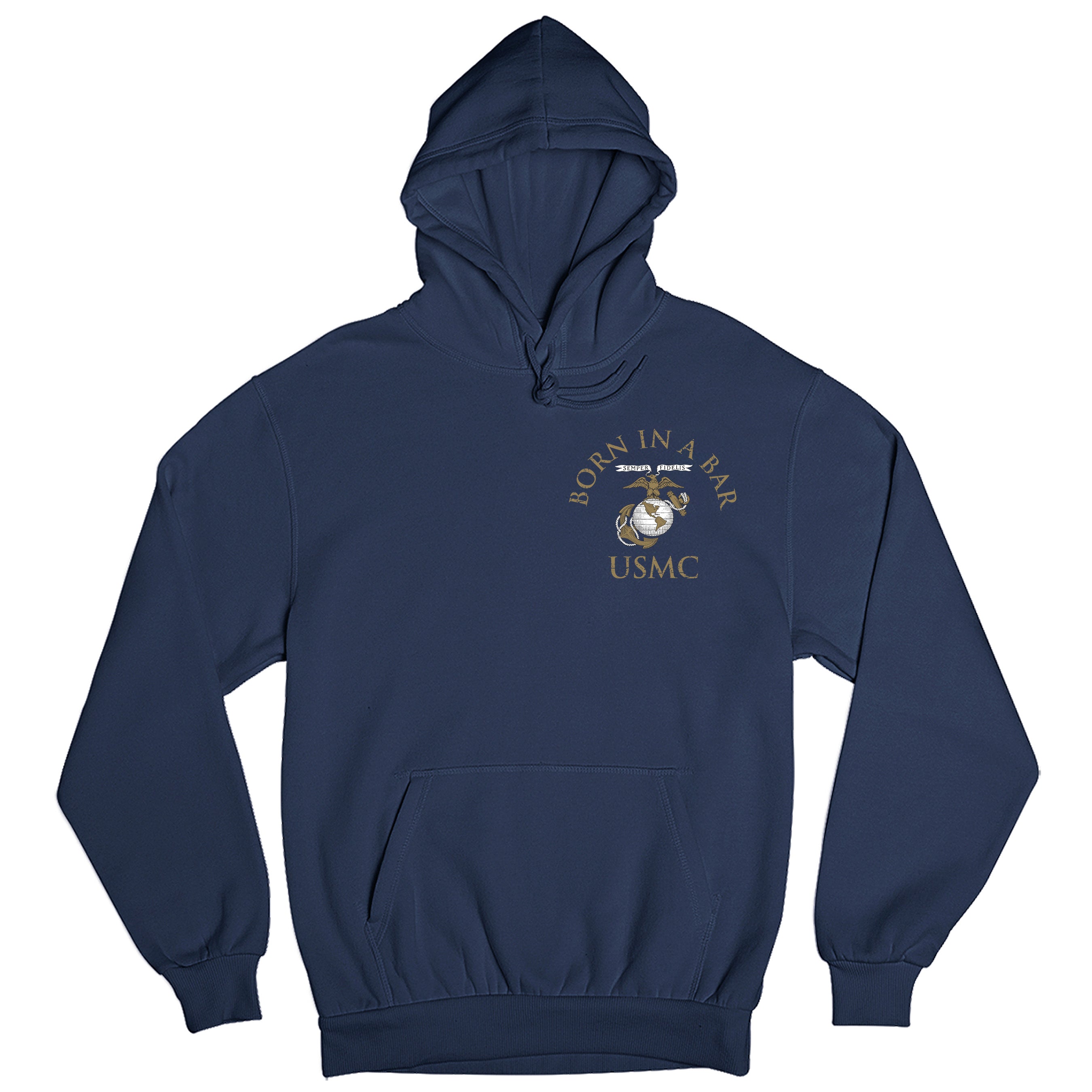 Navy Blue Marines Tun Tavern Hoodie. USMC Tun Tavern Born in a bar EGA