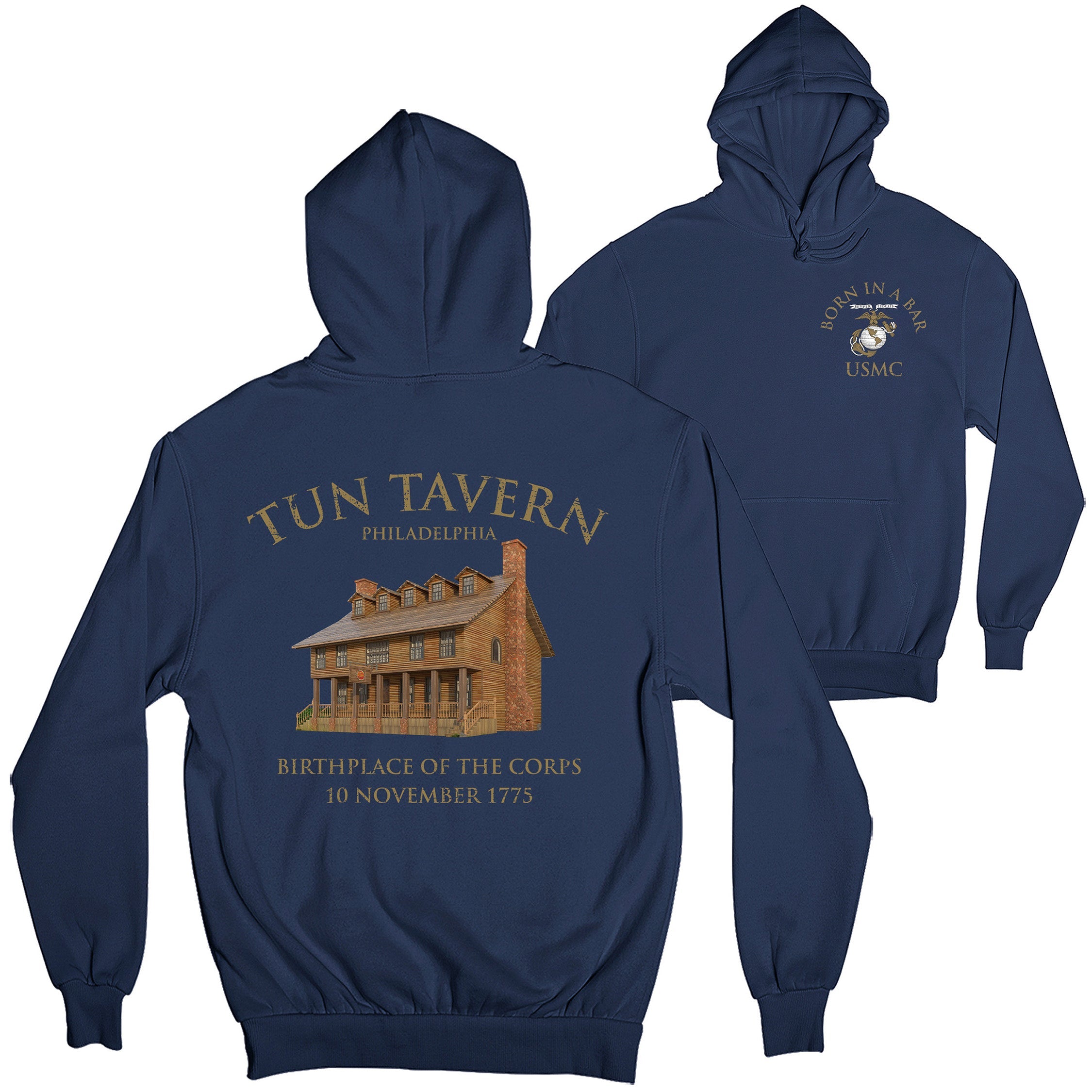 USMC Tun Tavern Born in a Bar Hoodie