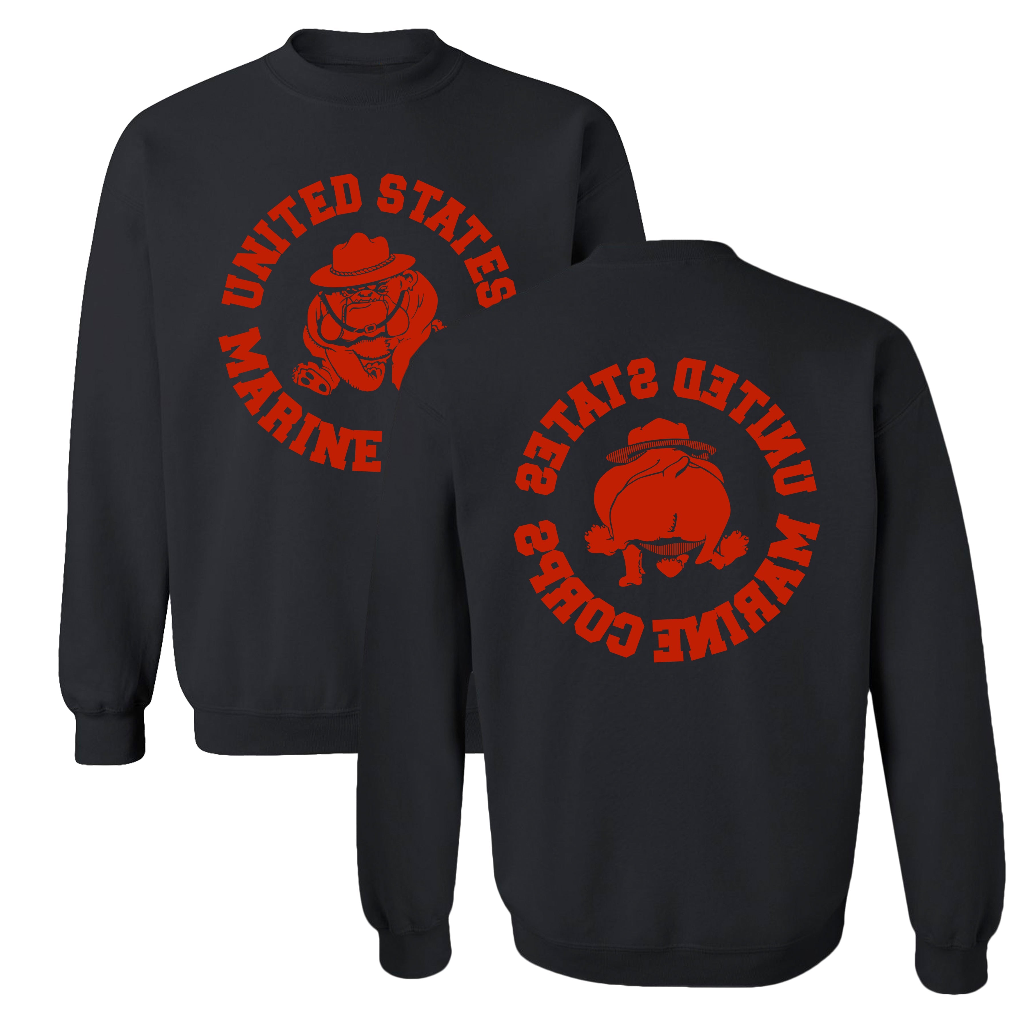 Marines Vintage Bulldog Red sweatshirt. USMC Bulldog PT sweatshirt