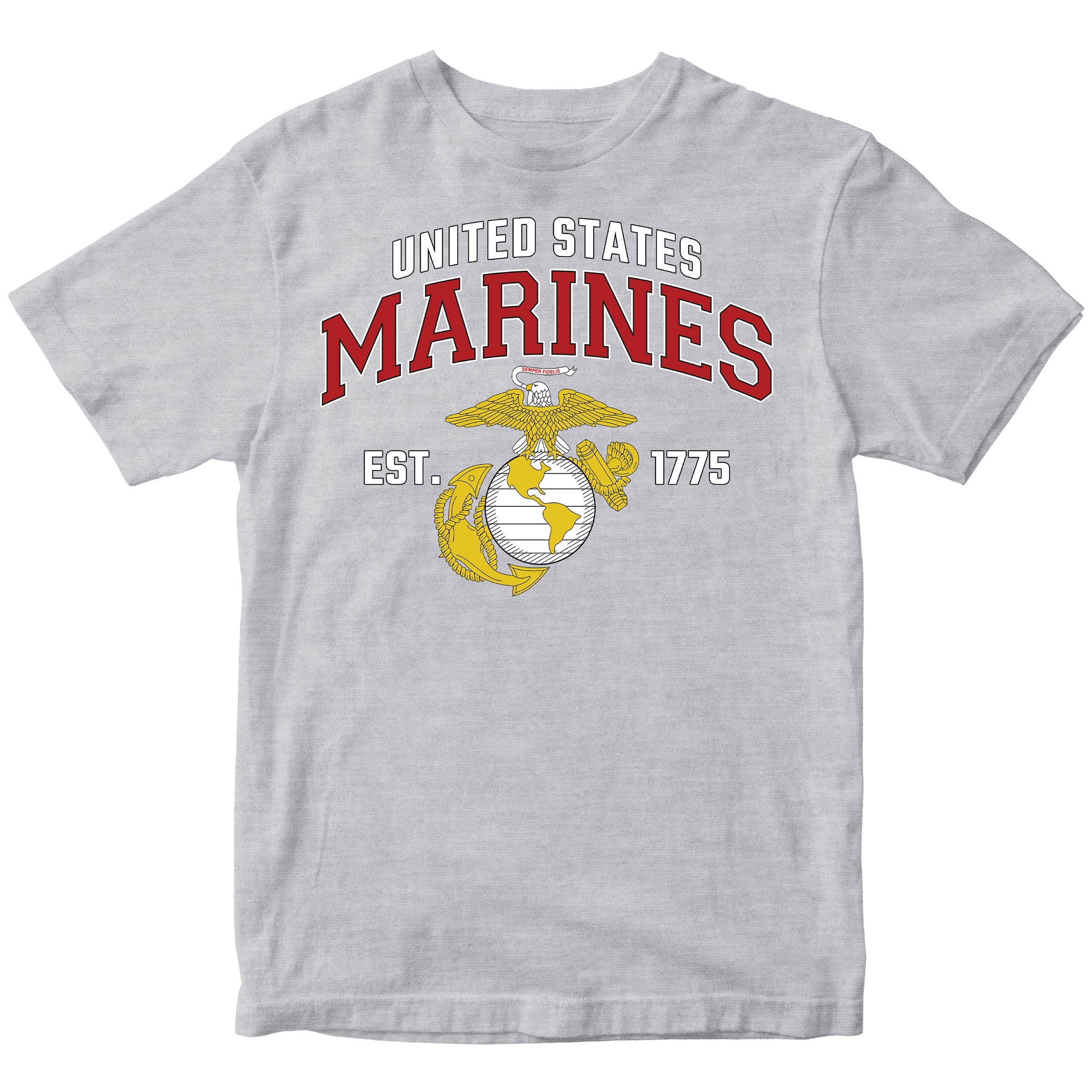 Gray USMC t-shirt with 'United States Marines' text and EGA