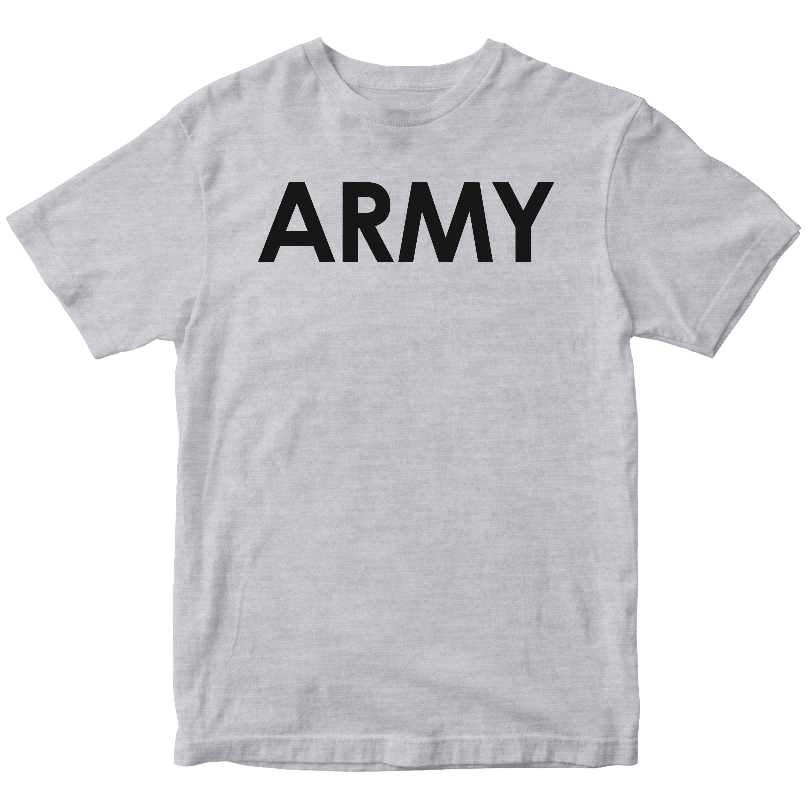Gray t-shirt with 'ARMY' printed across chest. Army Vintage Style Tee