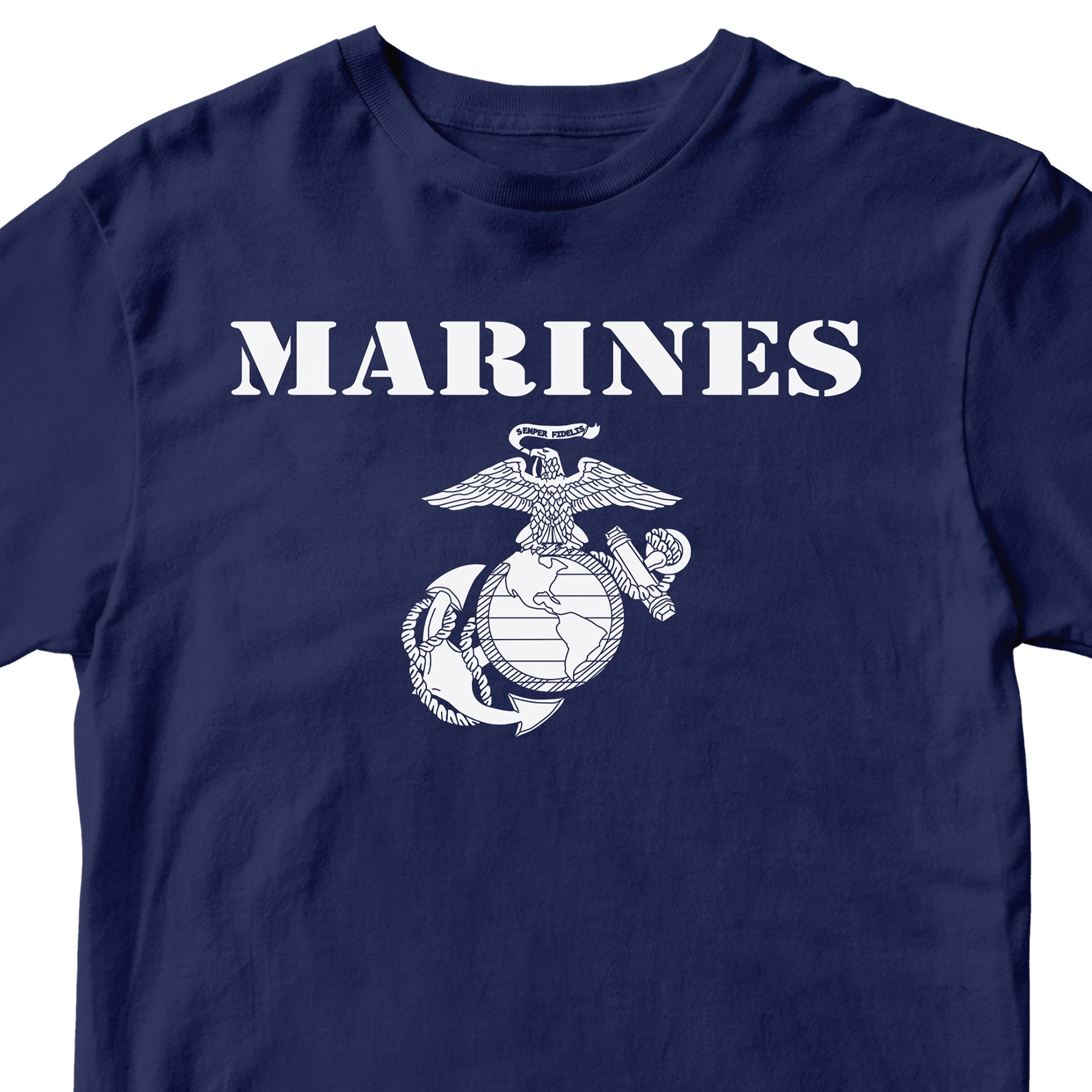 Vintage Marines EGA T-shirt with classic USMC Eagle Globe and Anchor. USMC navy Tee