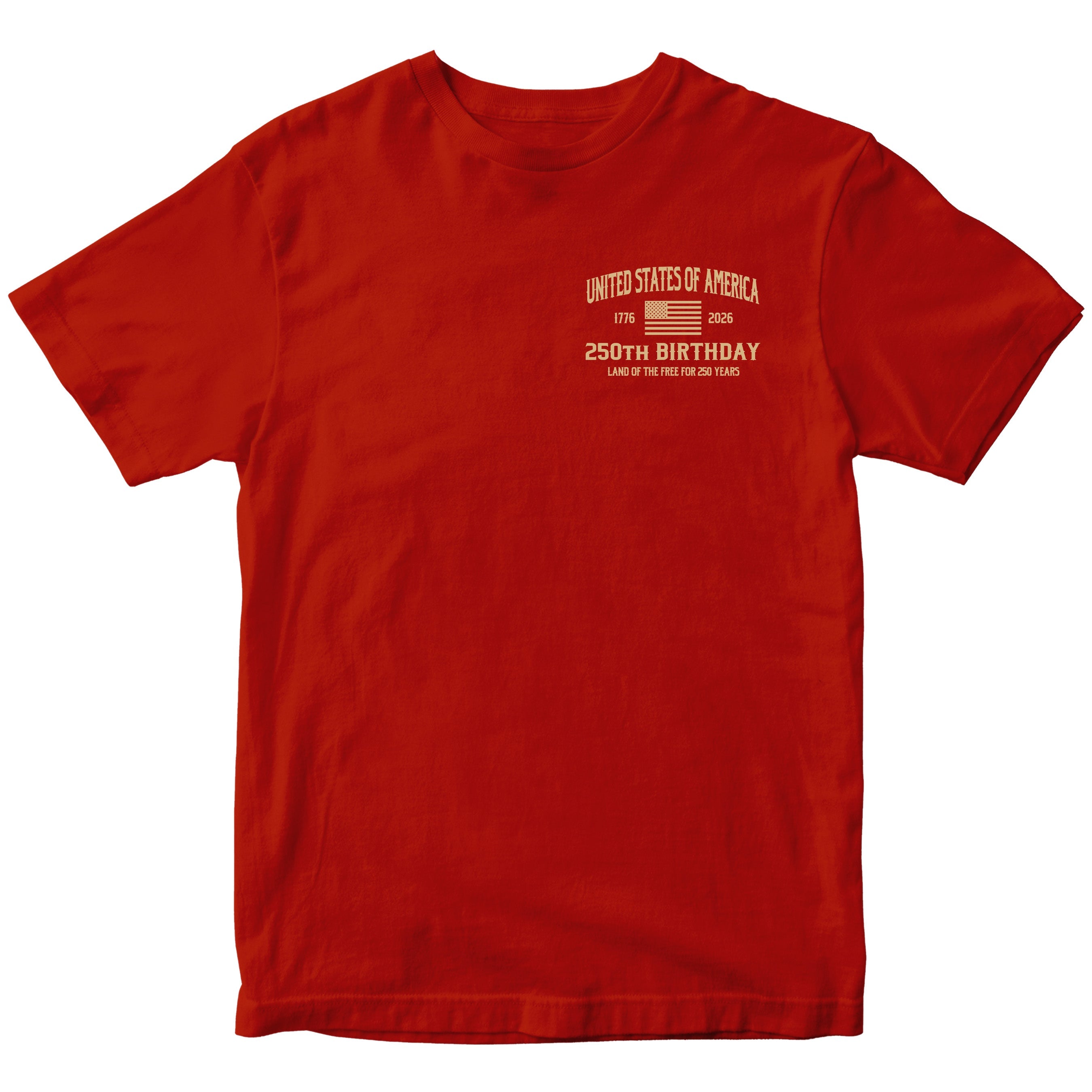 Red America's 250th Birthday Tee. USA 250th Anniversary T-Shirt