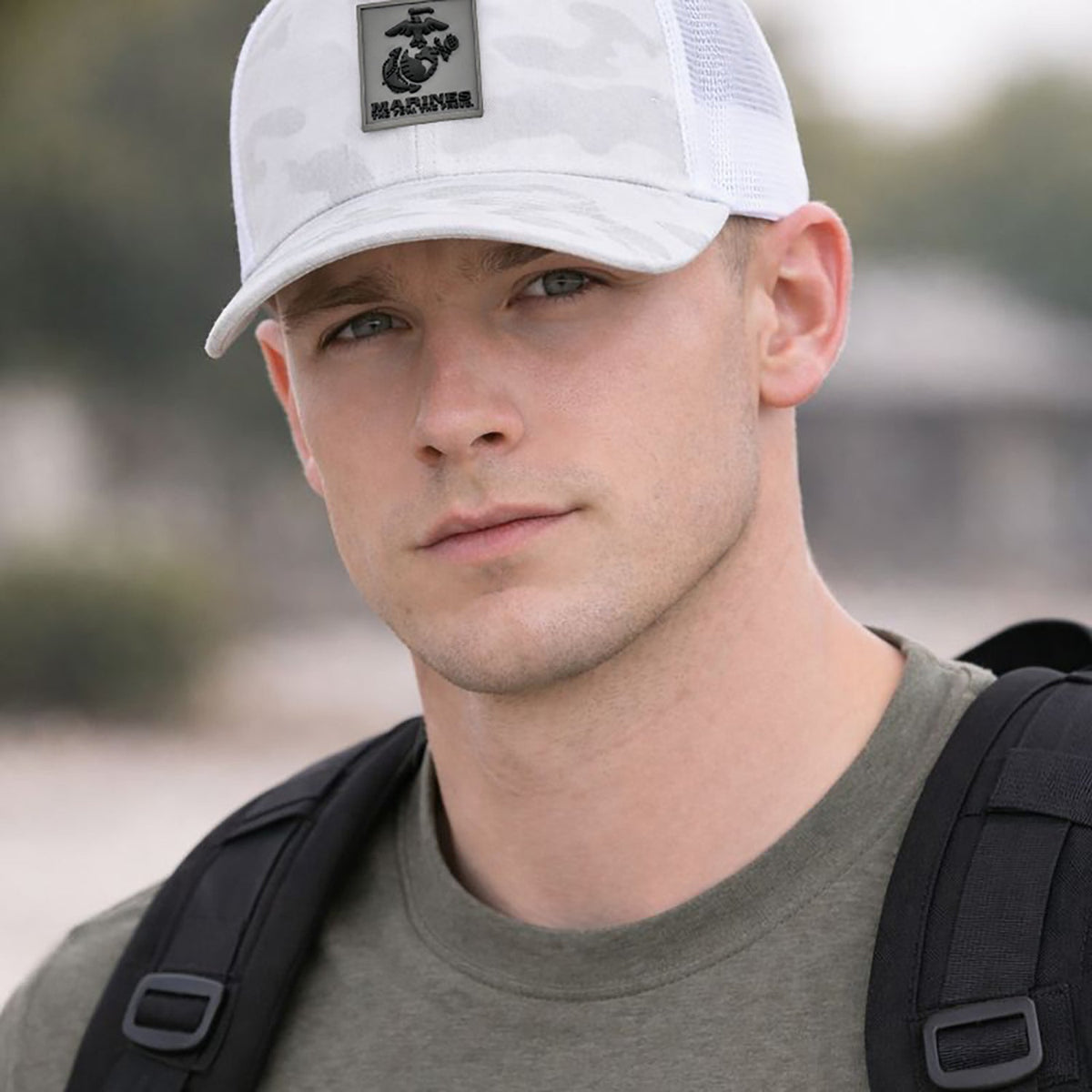 Marines Arctic Multicam Trucker Hat <br> Rubber EGA Patch Snapback