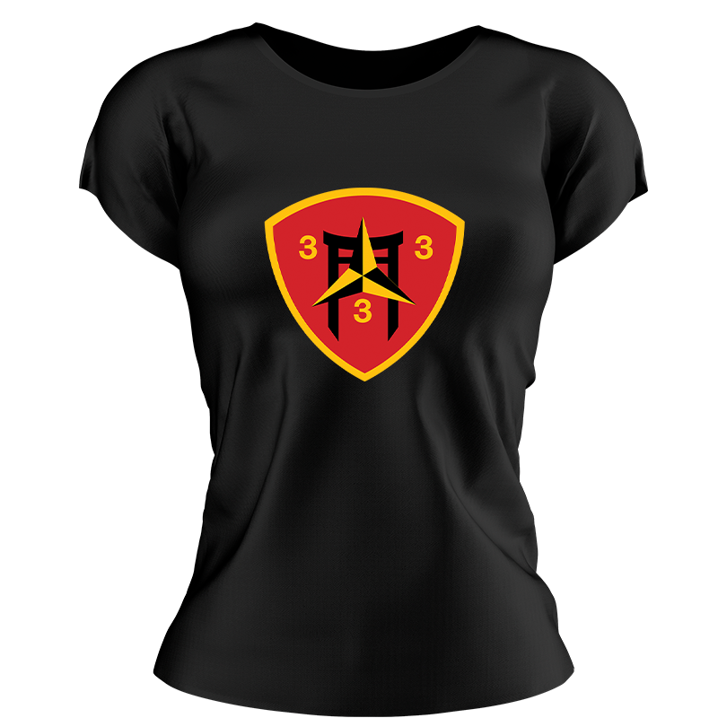 Third Battalion Third Marines, (3/3) Marines USMC Unit ladie's T-Shirt, 3/3 USMC Unit logo, USMC gift ideas for women, Marine Corp gifts for women 3rd Battalion 3rd Marines