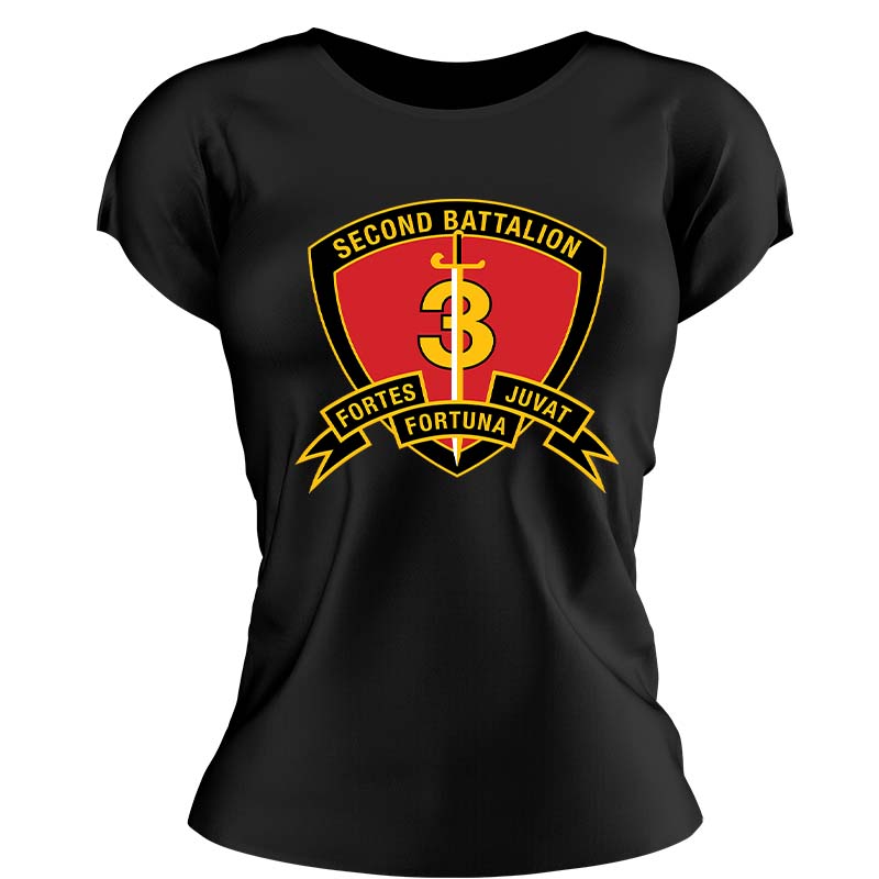 Second Battalion Third Marines, (2/3) Marines USMC Unit ladie's T-Shirt, 2/3 USMC Unit logo, USMC gift ideas for women, Marine Corp gifts for women 2nd Battalion 3rd Marines