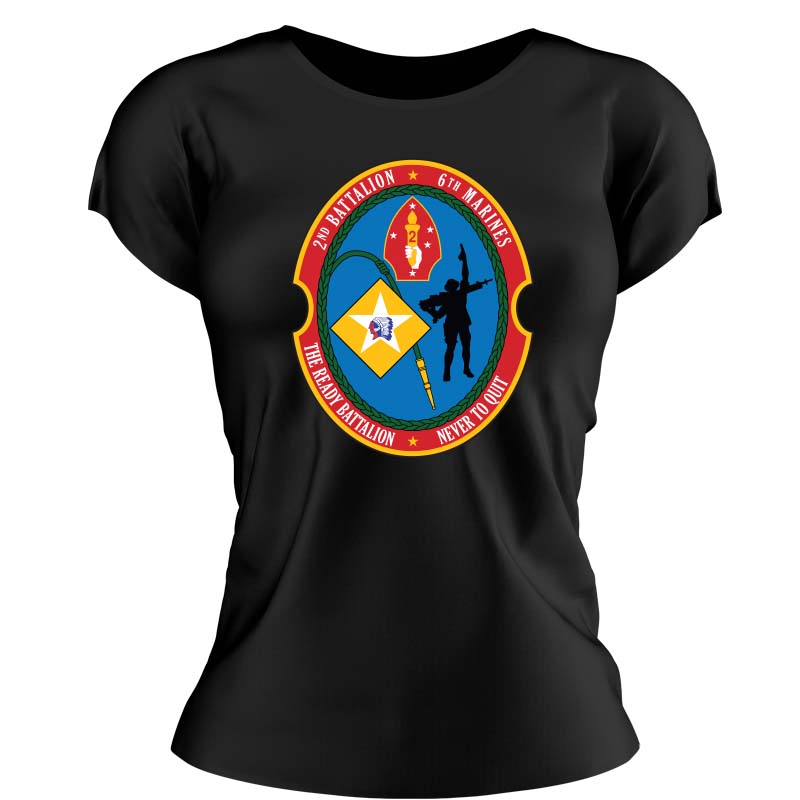 Second Battalion Sixth Marines USMC Unit ladie's T-Shirt, 2/6 USMC Unit logo, USMC gift ideas for women, Marine Corp gifts for women 2nd Battalion 6th Marines
