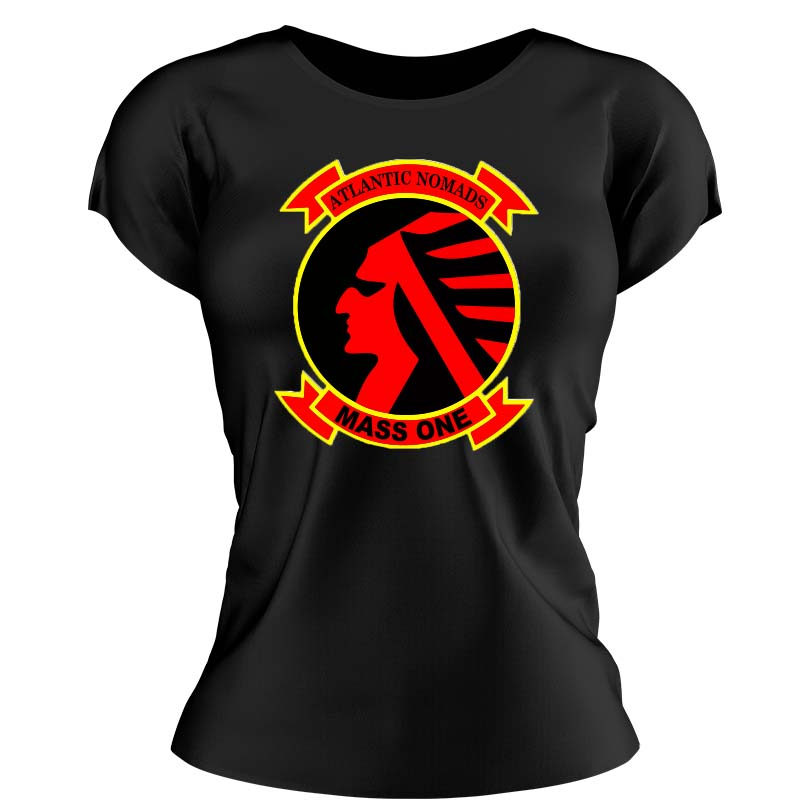 Marine Air Support Squadron-1 (MASS-1) Women's Unit Logo T-Shirt, MASS-1 USMC Unit logo, MASS-1 Marines USMC MASS-1