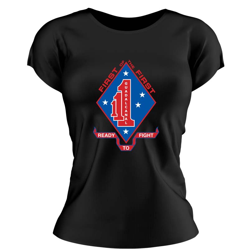 First Battalion First Marines USMC Unit ladie's T-Shirt, 1/1 USMC Unit logo, USMC gift ideas for women, Marine Corp gifts for women 1st Battalion 1st Marines