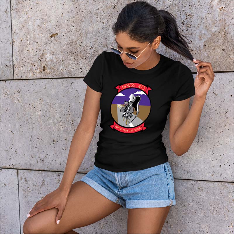 Marine Wing Support Squadron 473 USMC Unit ladie's T-Shirt, MWSS-473 Marines, USMC gift ideas for women, Marine Corp gifts for women MWSS-473 Marines