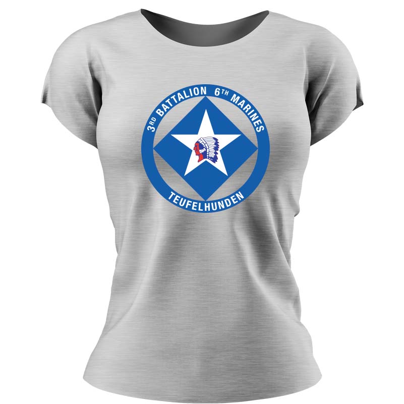 Third Battalion Sixth Marines, (3/6) Marines USMC Unit ladie's T-Shirt, 3/6 USMC Unit logo, USMC gift ideas for women, Marine Corp gifts for women 3rd Battalion 6th Marines