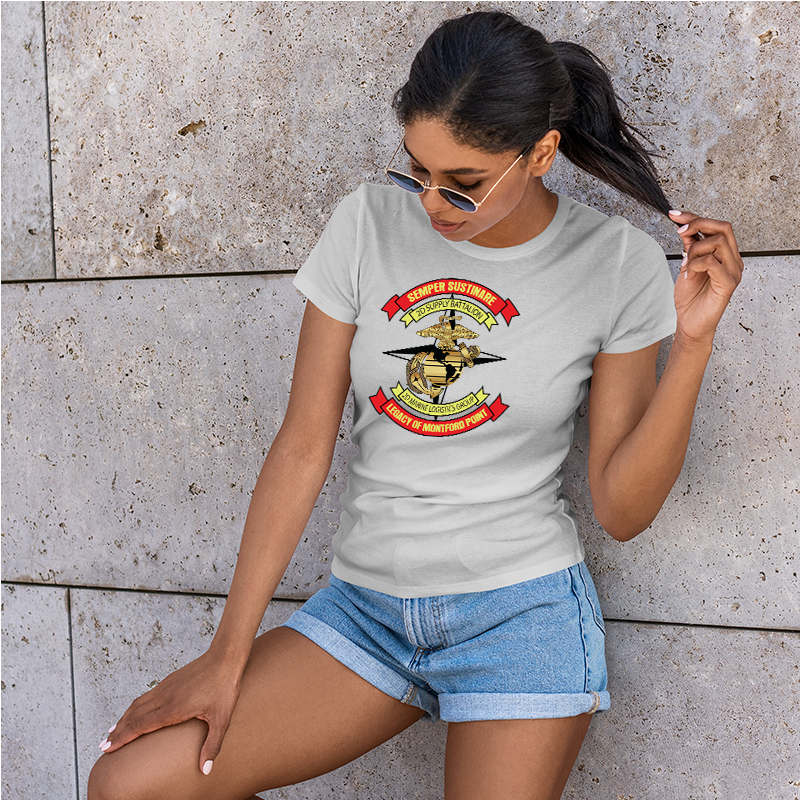 Second Supply Battalion USMC Unit ladie's T-Shirt, 2D Supply Bn USMC Unit logo, USMC gift ideas for women, Marine Corp gifts for women