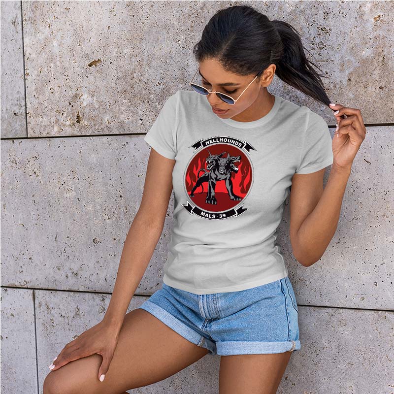 Marine Aviation Logistics Squadron 39 (Mals-39) Women's Unit Logo T-Shirt, MALS-39 Hellhoundslogo, MALS-39 Marines USMC Hellhounds Version