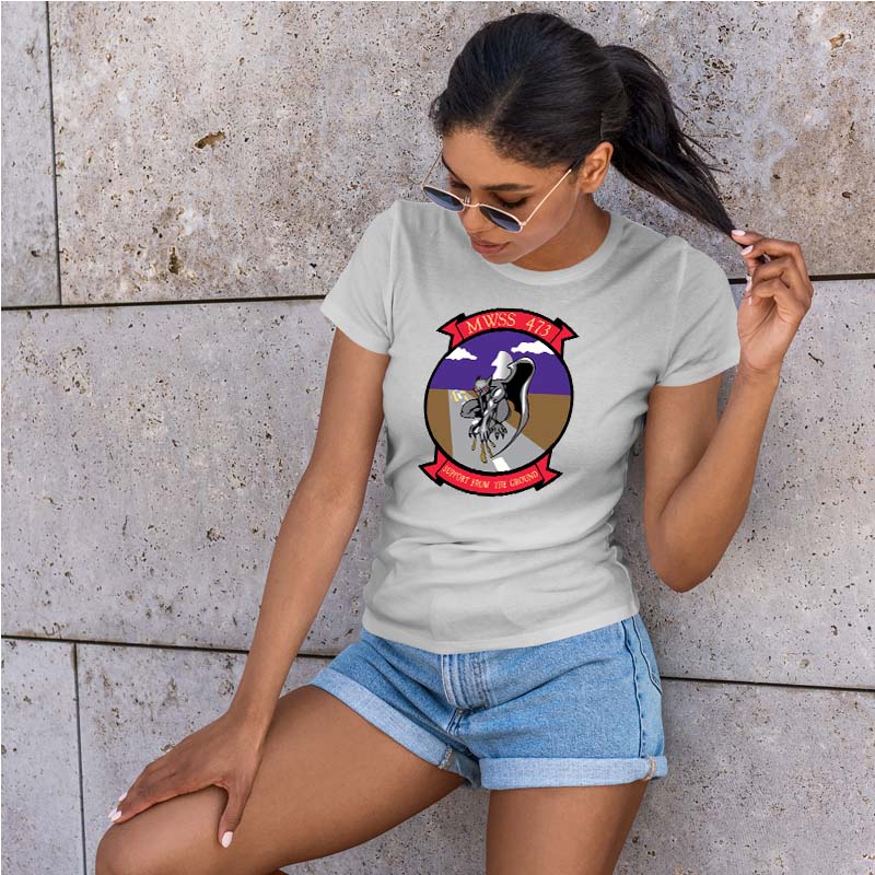 Marine Wing Support Squadron 473 USMC Unit ladie's T-Shirt, MWSS-473 Marines, USMC gift ideas for women, Marine Corp gifts for women MWSS-473 Marines