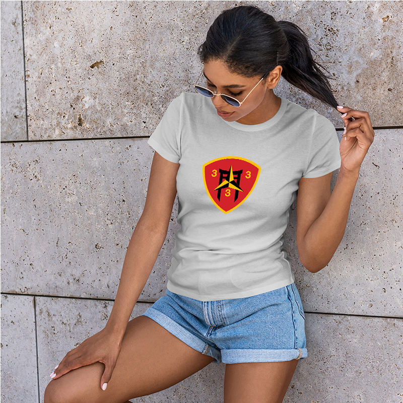 Third Battalion Third Marines, (3/3) Marines USMC Unit ladie's T-Shirt, 3/3 USMC Unit logo, USMC gift ideas for women, Marine Corp gifts for women 3rd Battalion 3rd Marines