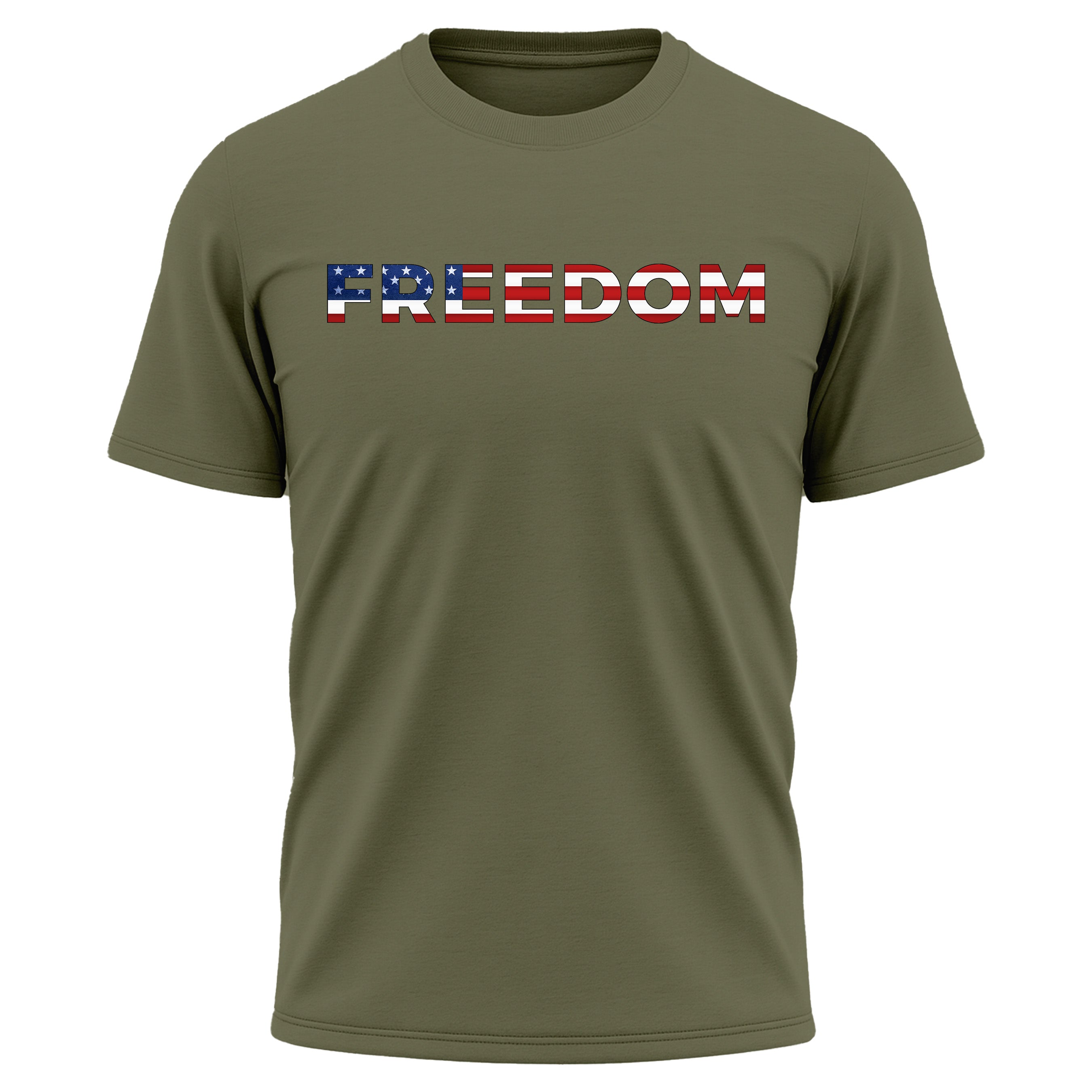 America 250th birthday performance T-shirt with freedom design and American flag back print. America's 250th anniversary tee. USA 250 Years patriotic T-shirt.