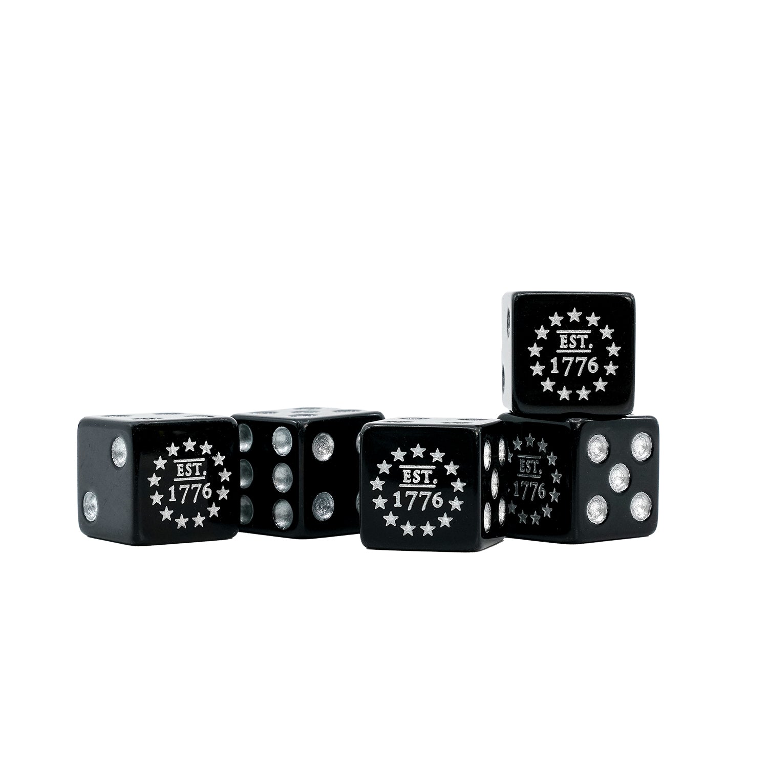 Five Patriotic Est. 1776 American Dice Black