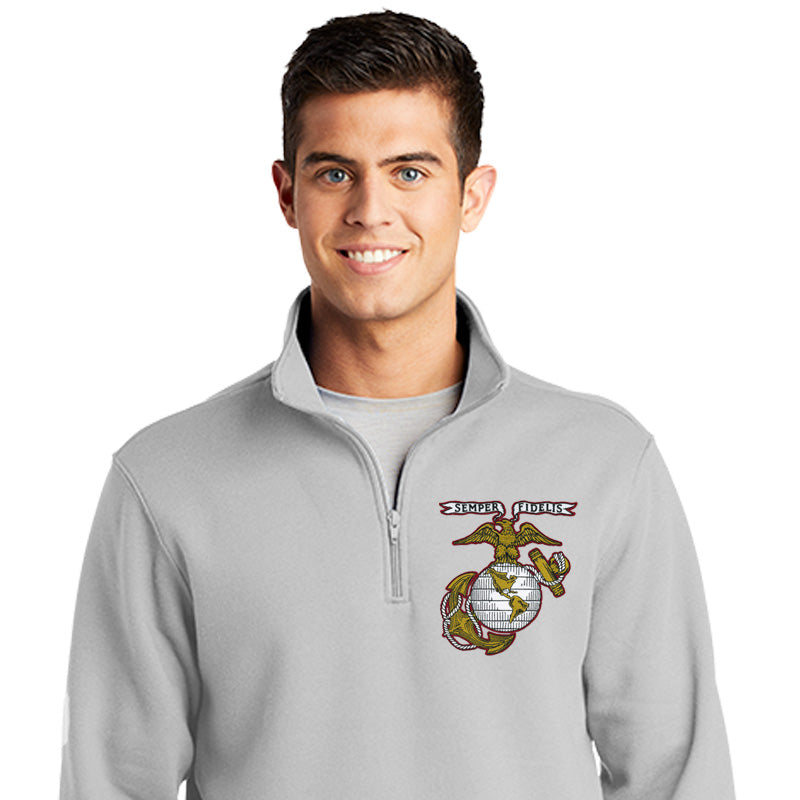 1/4 zip USMC pullover, 1/4 zip usmc sweatshirt. Marine Corp Gifts for men
