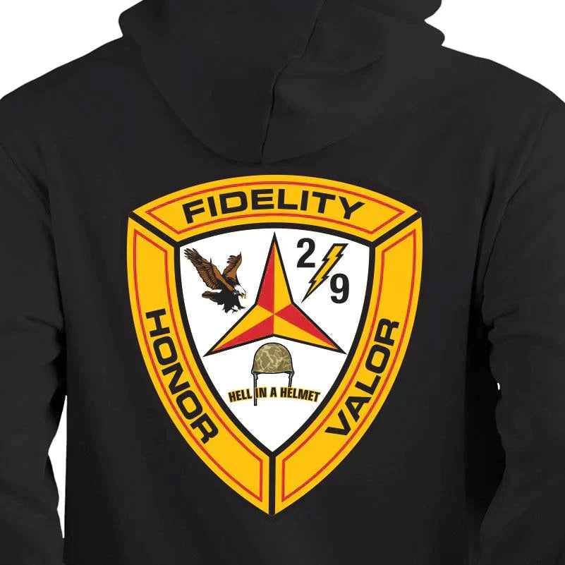 2nd Bn 9th Marines USMC Unit hoodie, 2dBn 9th Marines logo sweatshirt, USMC gift ideas, Marine Corp gifts women or men, USMC unit logo gear, USMC unit logo sweatshirts