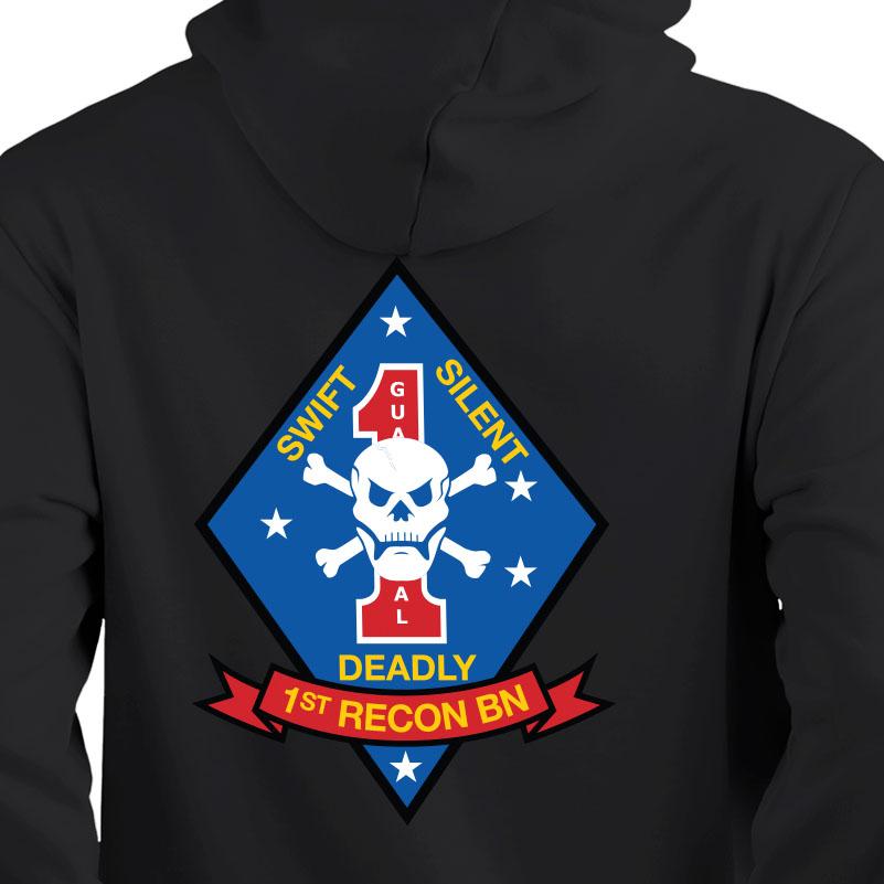 1st Reconnaissance Unit Logo Black Sweatshirt, 1st Recon Unit Logo Black Hoodie