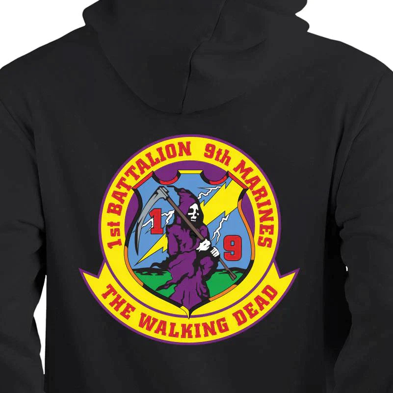 1st Battalion 9th Marines Unit Logo Black Sweatshirt, 1st Battalion 9th Marines Unit Logo Black Hoodie