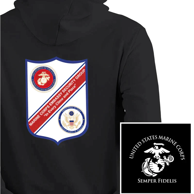 Marine Corps Embassy Security Group USMC Unit hoodie, MSG USMC Logo sweatshirt, USMC gift ideas, Marine Corp gifts women or men, USMC unit logo gear, USMC unit logo sweatshirts