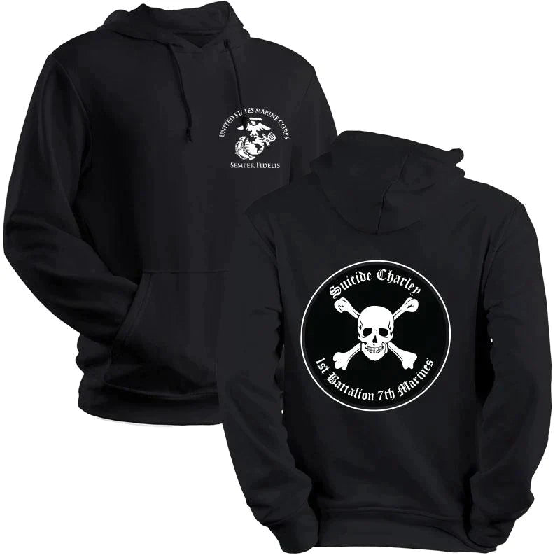 1st Bn 7th Marines Suicide Charley USMC Unit hoodie, 1/7 Suicide Charley logo sweatshirt, USMC gift ideas for men, Marine Corp gifts men or women