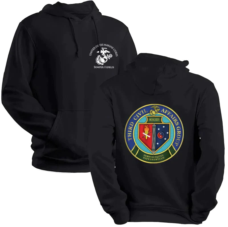 3rd Civil Affairs Marines USMC Unit hoodie, 3rd Civil Affairs Marines logo sweatshirt, USMC gift ideas, Marine Corp gifts women or men, USMC unit logo gear, USMC unit logo sweatshirts