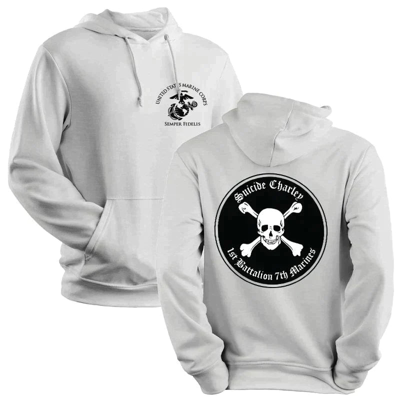 1st Bn 7th Marines Suicide Charley USMC Unit hoodie, 1/7 Suicide Charley logo sweatshirt, USMC gift ideas for men, Marine Corp gifts men or women