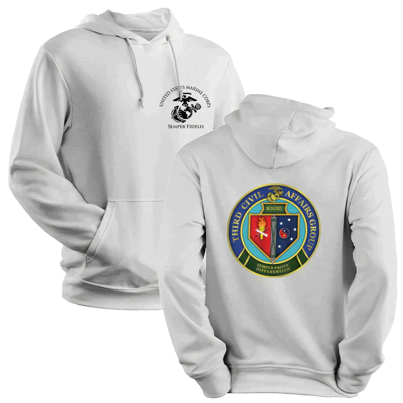 3rd Civil Affairs Marines USMC Unit hoodie, 3rd Civil Affairs Marines logo sweatshirt, USMC gift ideas, Marine Corp gifts women or men, USMC unit logo gear, USMC unit logo sweatshirts