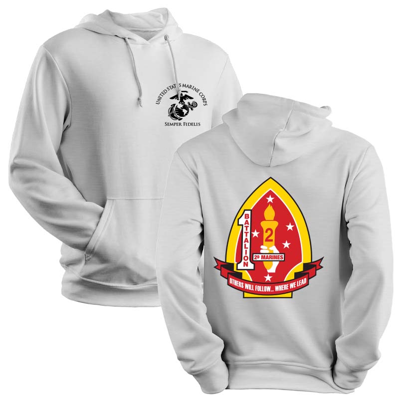 1st Battalion 2nd Marines USMC Unit hoodie, 1st Bn 2d Marines logo sweatshirt, USMC gift ideas, Marine Corp gifts women or men, USMC unit logo gear, USMC unit logo sweatshirts