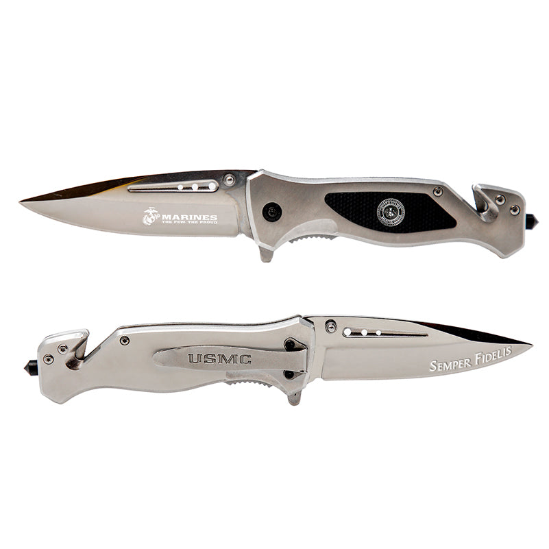 USMC Stainless Steel Tactical Knife - Marine Corps Rescue Knife