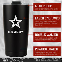 Load image into Gallery viewer, Black 20 ounce Army Tumbler Travel Mug
