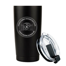 Load image into Gallery viewer, 4th Combat Engineer Battalion (4th CEB) USMC Unit logo tumbler, 4th CEB coffee cup, 4th CEB USMC, Marine Corp gift ideas, USMC Gifts for men or women 20 Oz Tumbler
