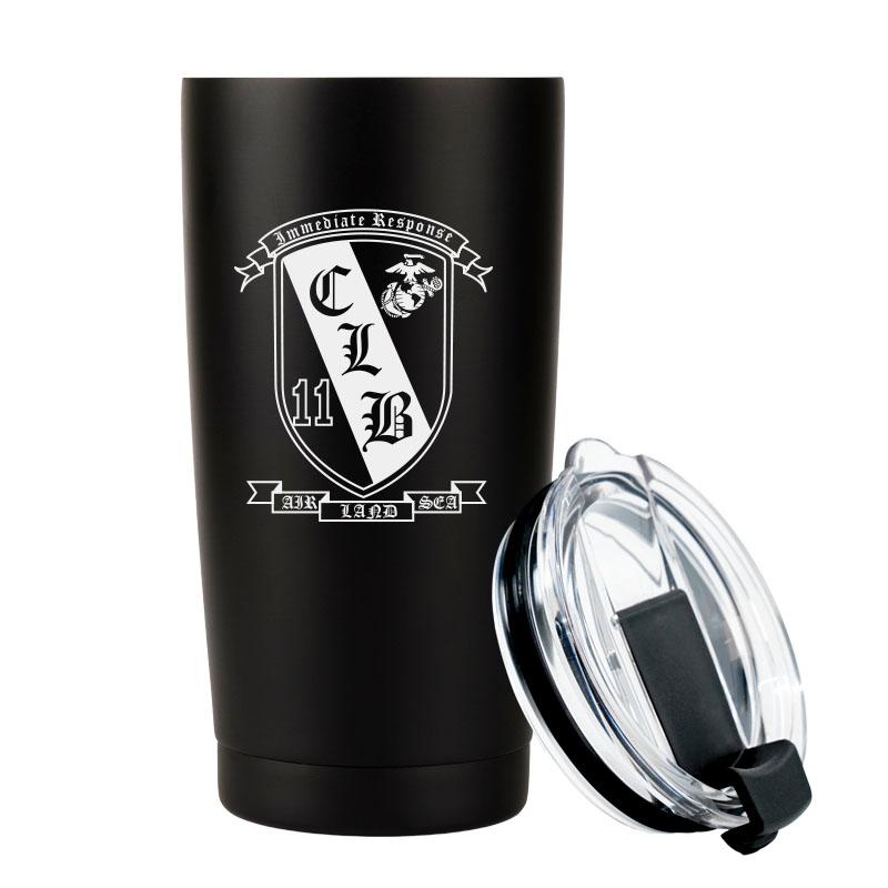 CLB-11 logo tumbler, CLB-11 coffee cup, Combat Logistics Battalion 11 USMC, Marine Corp gift ideas, USMC Gifts 20 ounce