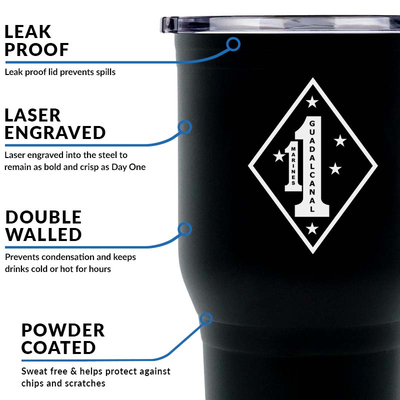 First Marine Regiment Unit USMC Unit logo tumbler, 1st Marine Regiment USMC Unit Logo coffee cup, 1st Marine Regiment USMC, Marine Corp gift ideas, USMC Gifts for women or men 30 oz