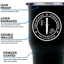 Load image into Gallery viewer, 3rd Battalion 7th Marines logo tumbler, 3rd Battalion 7th Marines coffee cup, 3d Battalion 7th Marines USMC, Marine Corp gift ideas, USMC Gifts for women 30oz
