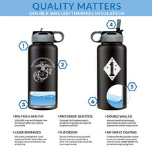 Load image into Gallery viewer, 1st Marine Division USMC Unit logo water bottle, First Marine Division Unit Logo hydroflask, 1st MARDIV USMC Unit, Marine Corps gift ideas, USMC Gifts for women 32 oz Water bottle
