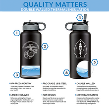 Load image into Gallery viewer, 2nd Marine Division USMC Unit Logo water bottle, 2d MARDIV USMC Unit Logo hydroflask, 2d MARDIV USMC, Marine Corp gift ideas, USMC Gifts for men or women flask 32 Oz

