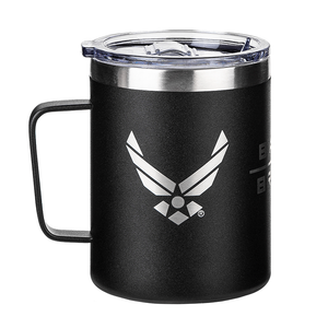 12 Oz Air Force Black Double Wall Vacuum Insulated Stainless Steel US Air Force Coffee Tumbler Travel Mug-Leakproof Lid