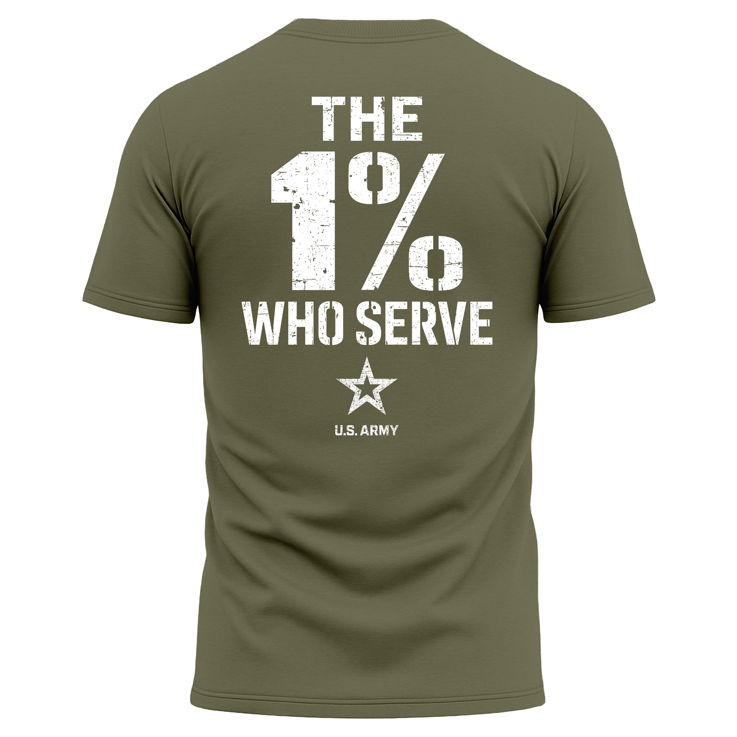 The 1% Who Serve ARMY Performance T-shirt. U.S. Army patriotic T-shirt for Memorial Day and 4th of July with 1% who serve design.