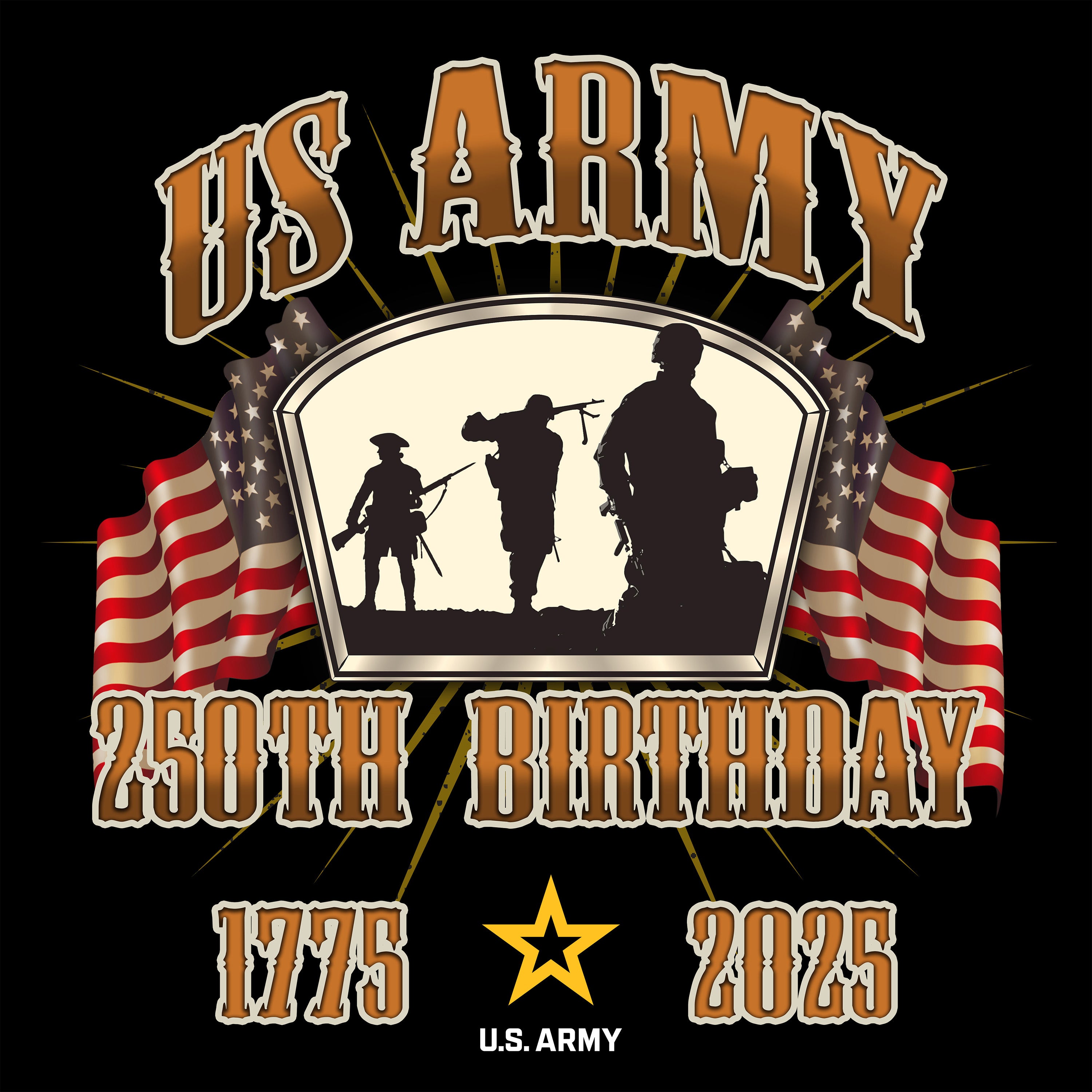 Army 250th Birthday Flag T-Shirt