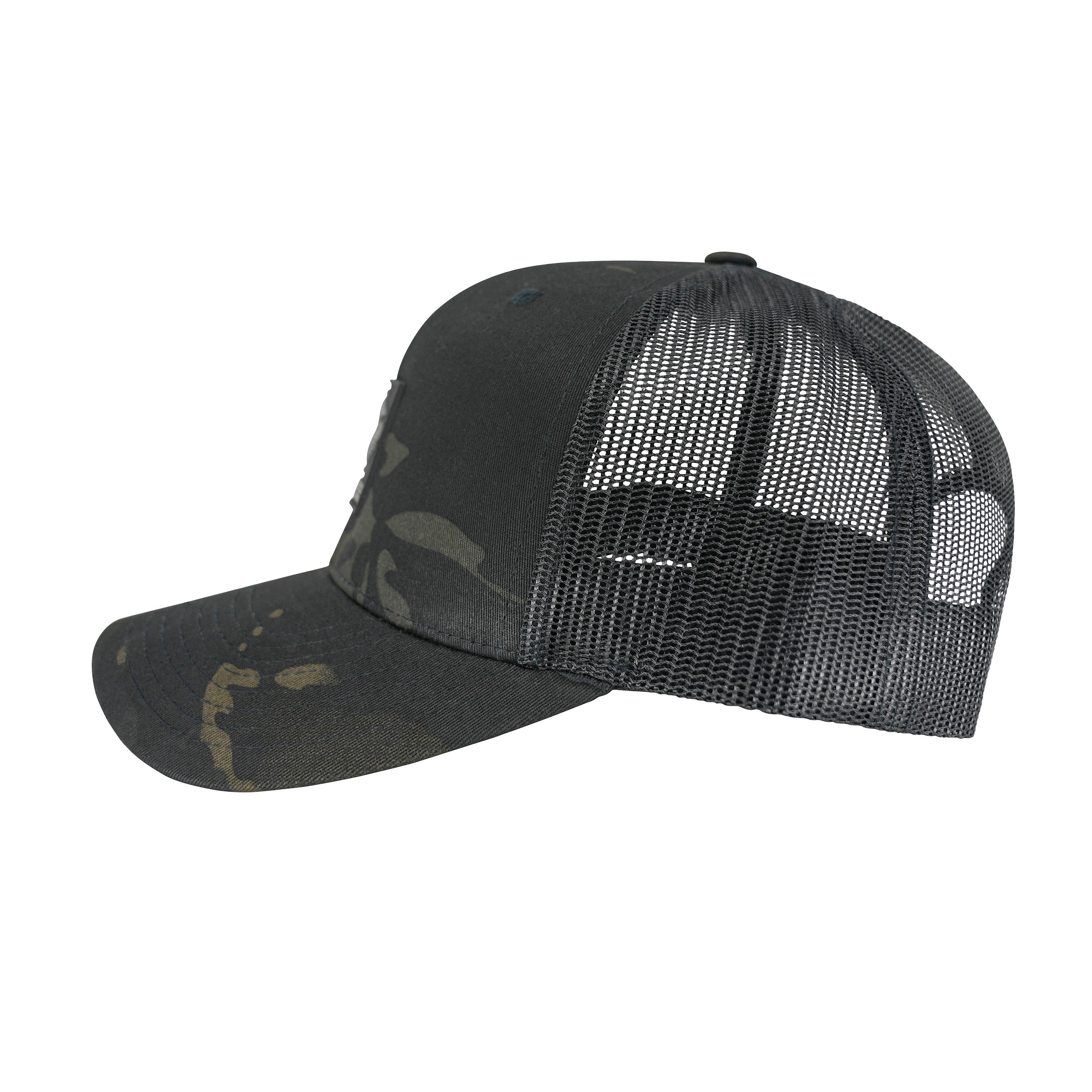 Marines Black Multicam Trucker Hat <br> Rubber EGA Patch Snapback