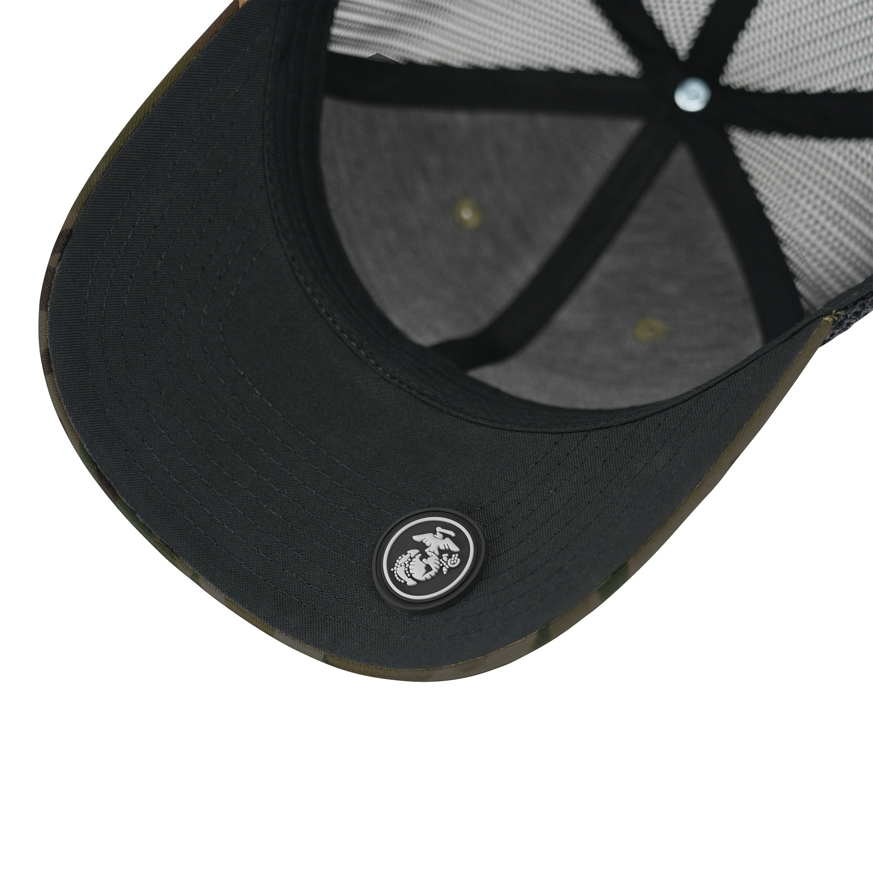 Marines Black Multicam Trucker Hat <br> Rubber EGA Patch Snapback