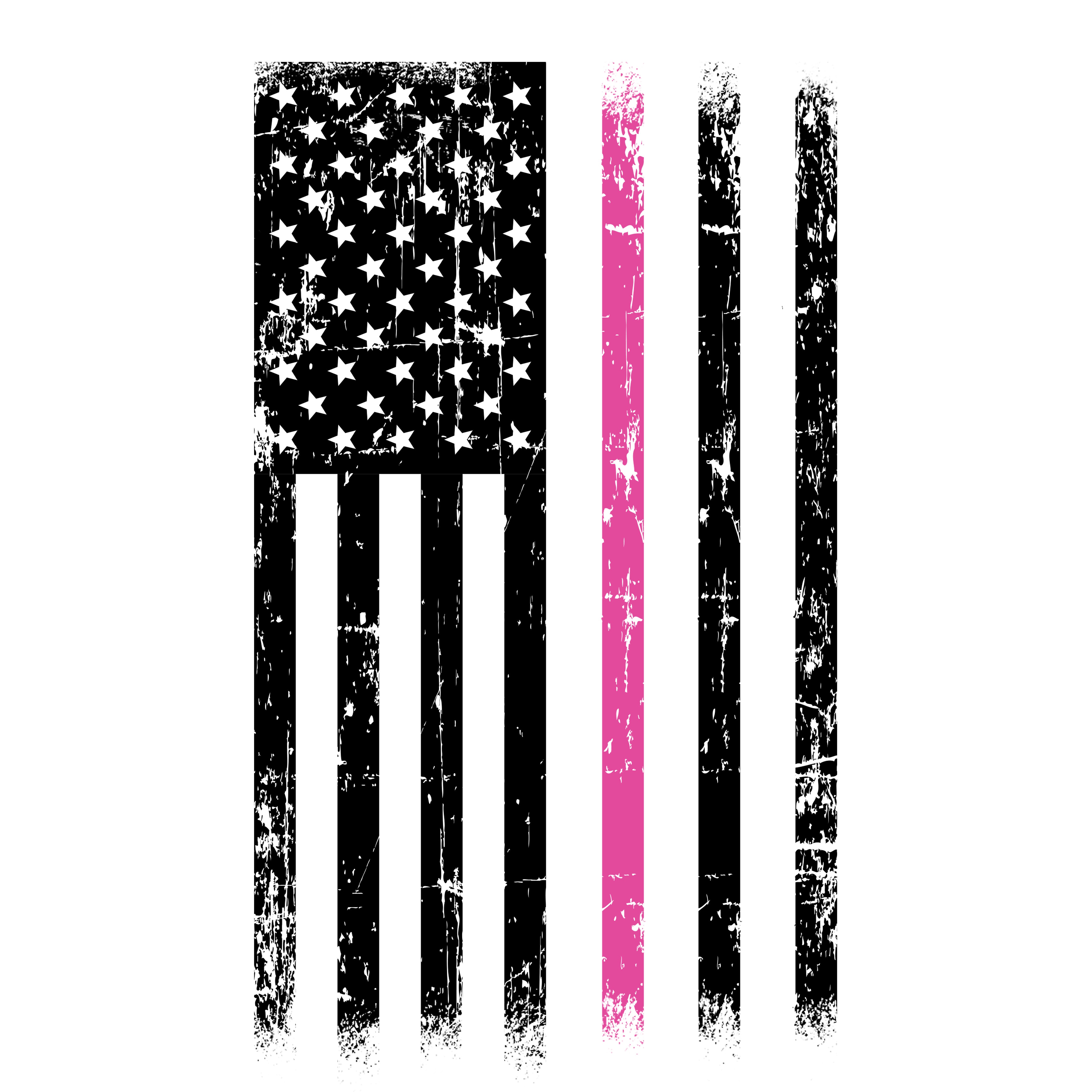 American flag with a pink stripe cancer awareness