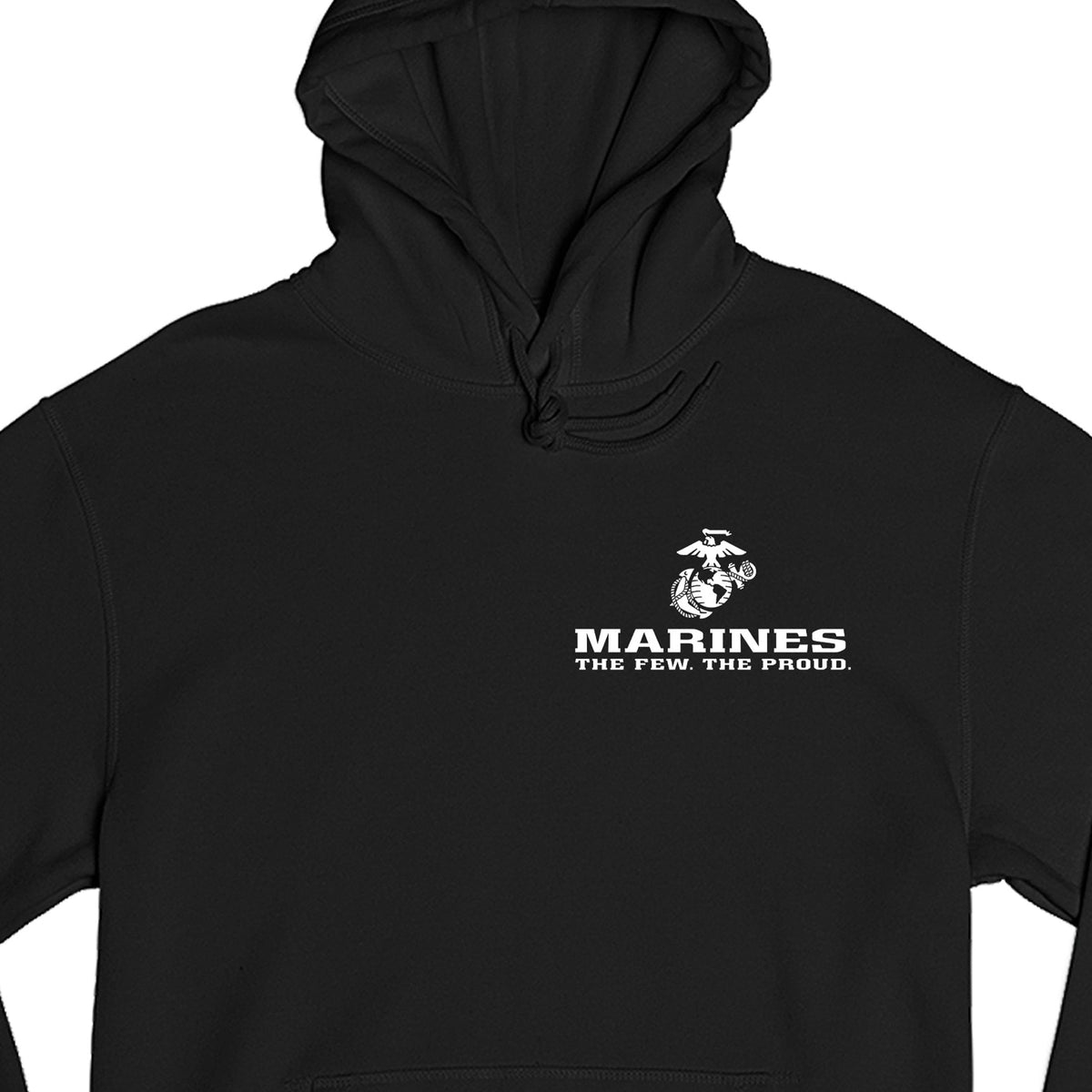 Black USMC Hoodie with Eagle Globe Anchor and The Few The Proud slogan