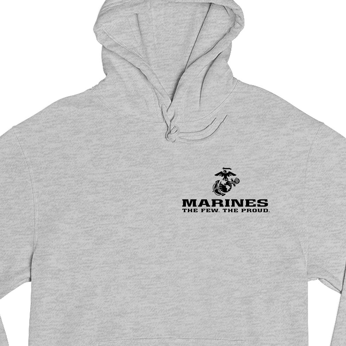 Gray USMC Hoodie with Eagle Globe Anchor and The Few The Proud slogan