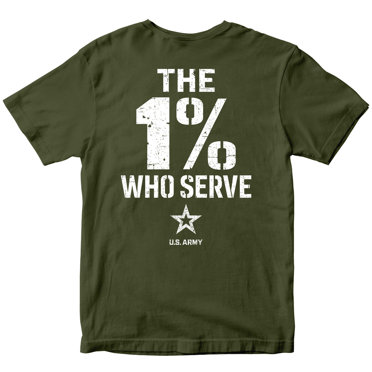 The 1% Who Serve ARMY T-shirt. U.S. Army patriotic T-shirt for Memorial Day and 4th of July with 1% who serve design.