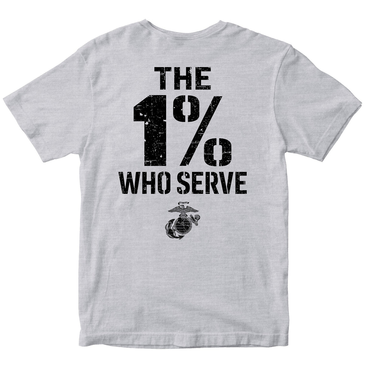 The 1% Who Serve USMC T-shirt. USMC patriotic T-shirt for Memorial Day and 4th of July with 1% who serve design.