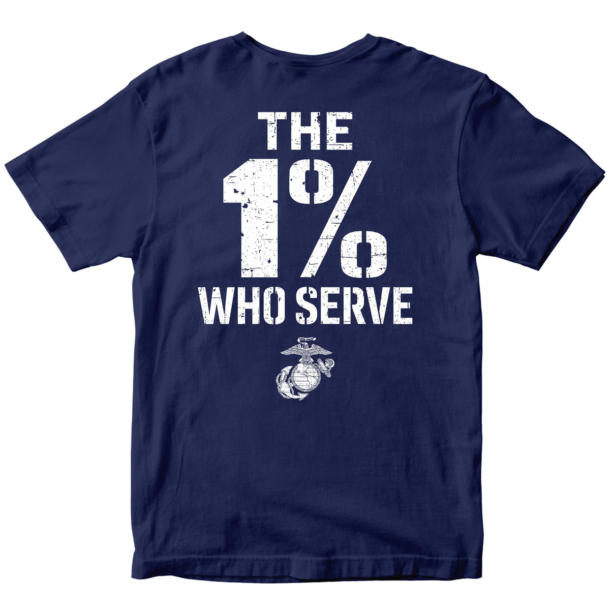 The 1% Who Serve USMC T-shirt. USMC patriotic T-shirt for Memorial Day and 4th of July with 1% who serve design.